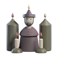 3D Render of a Man Surrounded by Candles png