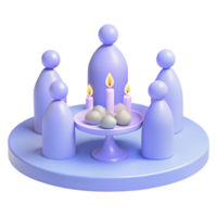 3D Render of a Gathering with Candles and Eggs png