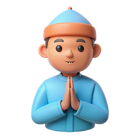 3D Cartoon Illustration of a Person Greeting with Hands Together png