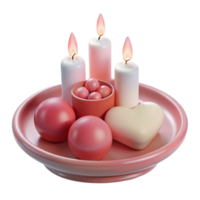 Pink Candles and Spheres on a Tray png