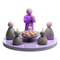 3D Render of People Gathered Around a Table with Candles png