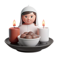 3D Render of a Person with Candles and Chocolate png