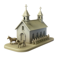 Church with Two Towers and a Carriage png