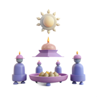3D Rendered Illustration of a Festive Scene with Candles and a Sun png