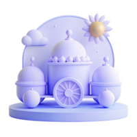 Purple 3D Illustration of a Carriage with a Flower, Cloud, and Stars png