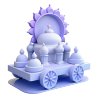 Purple 3D Model of a Decorative Cart with Domes and a Floral Halo png