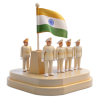 Salute to the Flag A 3D Illustration of Soldiers Standing at Attention png