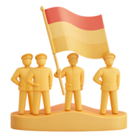 3D Render of Figures Holding a Flag png