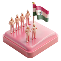3D Render of Soldiers Standing in Formation with a Flag png