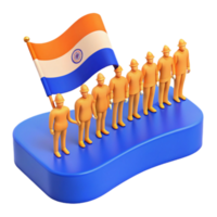 Line of 3D Figures Holding a Flag png