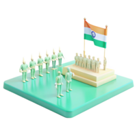 3D Render of Soldiers Saluting a Flag on a Platform png