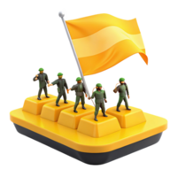 Soldiers Marching with a Yellow Flag on a Yellow Platform png