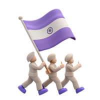 3D Render of People Marching with a Flag png