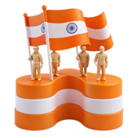 Three Figures Holding a Waving Flag on a Platform png