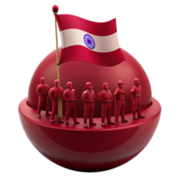 Red Figures Standing in a Row on a Red Globe With a Red and White Flag png