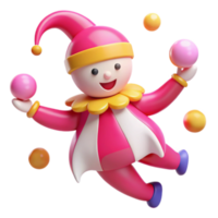 Juggling Clown 3D Render png