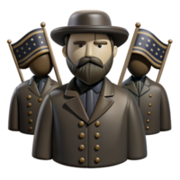 Three Figures with Flags and Buttons png