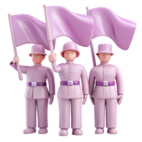 Three Soldiers Holding Flags in Formation png