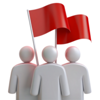 Three Figures Holding Red Flags Teamwork, Unity, and Success png