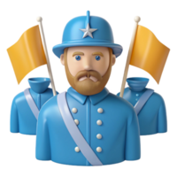 3D Rendered Illustration of a Military Officer with Flags png