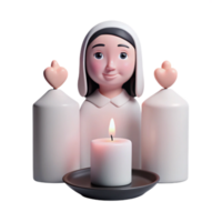 3D Render of a Girl with Candles png