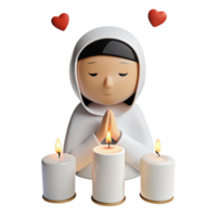 3D Render of Praying Woman with Candles png