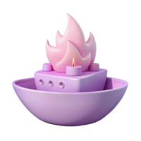 3D Render of a Pink Boat with a Flame and Candles png