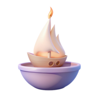 3D Render of a Sailboat with a Candle png