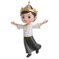 3D Render of a Boy Wearing a Crown and Robe png