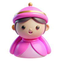 3D Cartoon Character with Pink Robe and Hat png