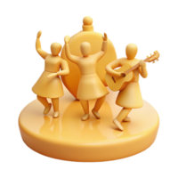3D Render of Happy Characters with Guitar on Stage png