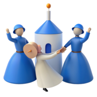 3D Illustration of People Dancing Around a Structure png