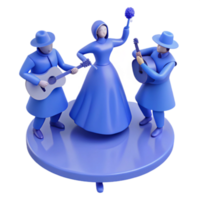 3D Illustration of People Dancing and Playing Music png