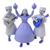 3D Illustration of Three Characters Performing a Festive Celebration png