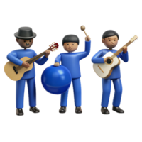 3D Cartoon Band Playing Instruments png