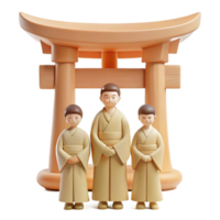 Three Figures Standing in Front of a Torii Gate png