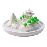 Miniature Island Scene with Pagoda and Mountain png