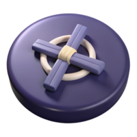 3D Rendered Purple Button with White Circle and Cross png