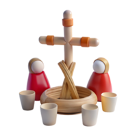 Wooden Toy with Cross and Figures png