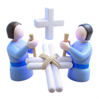 Two Figures Constructing a Cross png