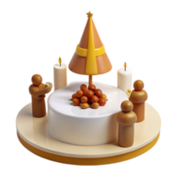 3D Render of a Festive Table Setting with a Christmas Tree and Candles png