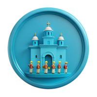 3D Render of a Church with a Row of Figures in Front png