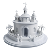 3D Render of a Circular Church with Palm Trees png