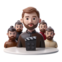 Group of 3D Animated Characters with a Clapperboard png