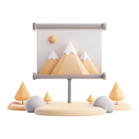3D Render of Mountains with a Sun in the Sky png