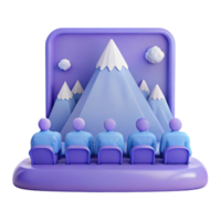3D Render of People Watching Mountain Scene png