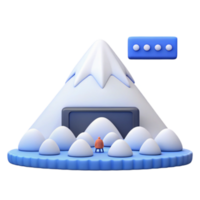 3D Mountain with Snow and a Screen in the Middle png