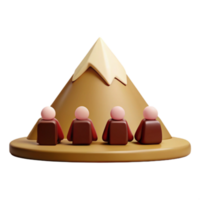 3D Render of People Looking Up at Mountain png
