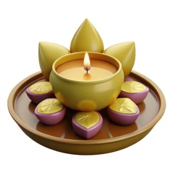 dorado vela en un loto flor diseño con rodeando adornos png