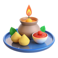 3D Render of Traditional Festive Items on a Tray png